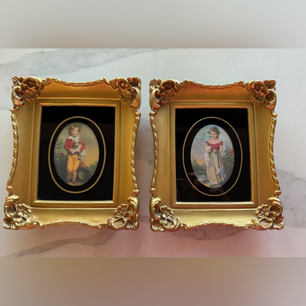 Vintage Set -Master Simpson and Chums Mid-Century Prints In Ornate Gold Frames.